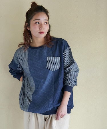 デニム クレイジー 切替 プルオーバー シャツ