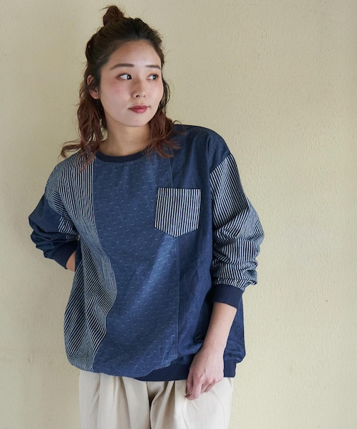 デニム クレイジー 切替 プルオーバー シャツ