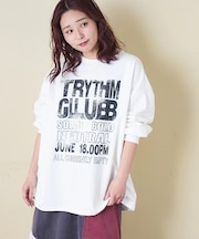 ロゴプリント クルーネック ロングTシャツ