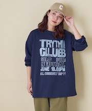 ロゴプリント クルーネック ロングTシャツ