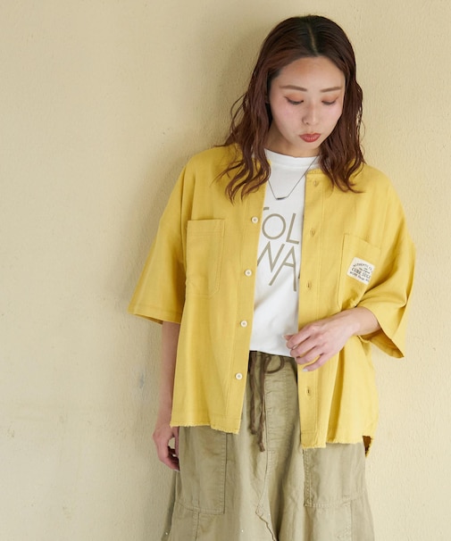 麻レーヨン ボイル ワークシャツ