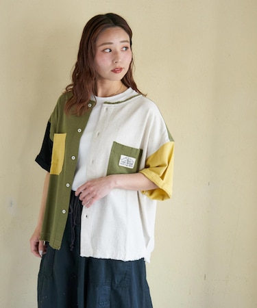 麻レーヨン ボイル ワークシャツ