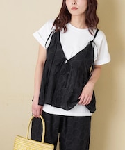 インド 60sキャンブリック ドット 刺繍 前後 2Way キャミソール