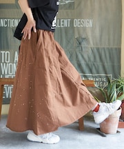 ライトツイル × ミニヘリンボーン ペンキ飛ばし リメイク風 スカート