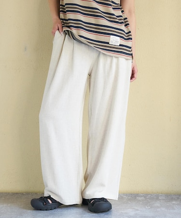 麻レーヨン ボイル 2タック ワイドパンツ