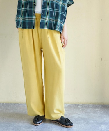 麻レーヨン ボイル 2タック ワイドパンツ