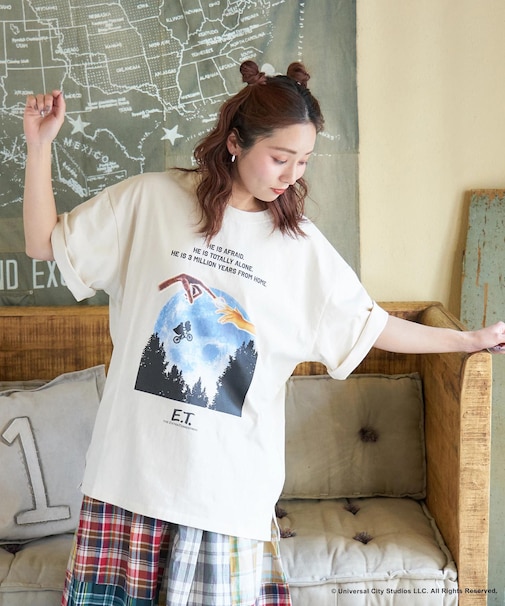 21/-OE天竺 E.T. フォトプリント Tシャツ