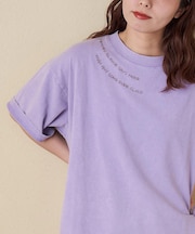 21/-OE天竺 パウダー加工 衿刺繍 Tシャツ