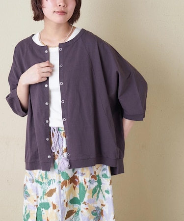 21/-OE天竺 汗染み防止加工 ドルマン カーディガン