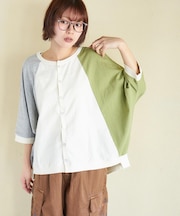 21/-OE天竺 汗染み防止加工 ドルマン カーディガン