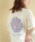 21/-OE天竺 汗染み防止加工 フラワープリント ＆ 刺繍 Tシャツ