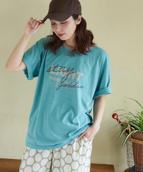 THINGS THAT MATTER Tシャツ・カットソー F 水色xカーキ 【古着】【中古】 THINGS THAT MATTER Tシャツ・カットソー F 水色xカーキ 【古着