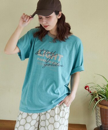 30/-TC天竺 片染 ロゴ Tシャツ