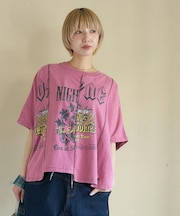 18/-トンプキン天竺 ケミカル加工 リメイク風 切替 ヤッコ Tシャツ