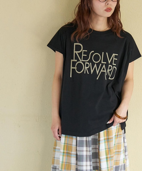 新品 未使用 タグ付き タック フレンチスリーブ Tシャツ CORNERS（コーナーズ） tシャツ タック入りフレンチスリーブスリットT