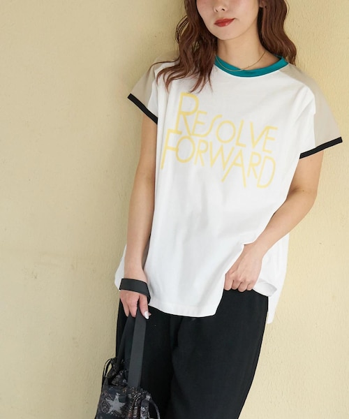 新品 未使用 タグ付き タック フレンチスリーブ Tシャツ CORNERS（コーナーズ） tシャツ タック入りフレンチスリーブスリットT