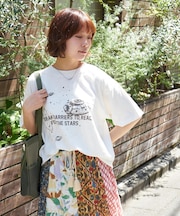 32/-スラブ天竺 Univers プリント Tシャツ