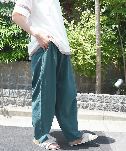 コットン ボイル コクーン ギャザー パンツ