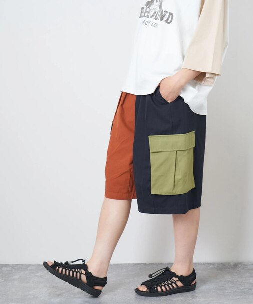 ライトツイル ワイド カーゴ ハーフパンツ