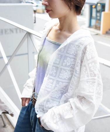 フード付き レース シャツ