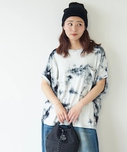タイダイ リブ ポケ付 切替 プルオーバー Tシャツ