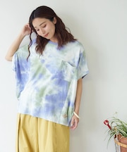 タイダイ リブ ポケ付 切替 プルオーバー Tシャツ
