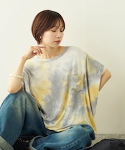 タイダイ リブ ポケ付 切替 プルオーバー Tシャツ