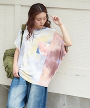 タイダイ リブ ポケ付 切替 プルオーバー Tシャツ