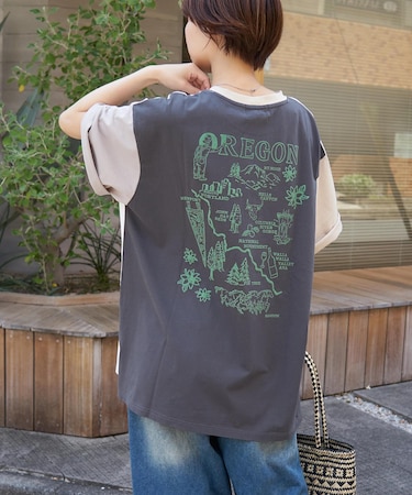 26/-天竺 発泡プリント ビッグTシャツ