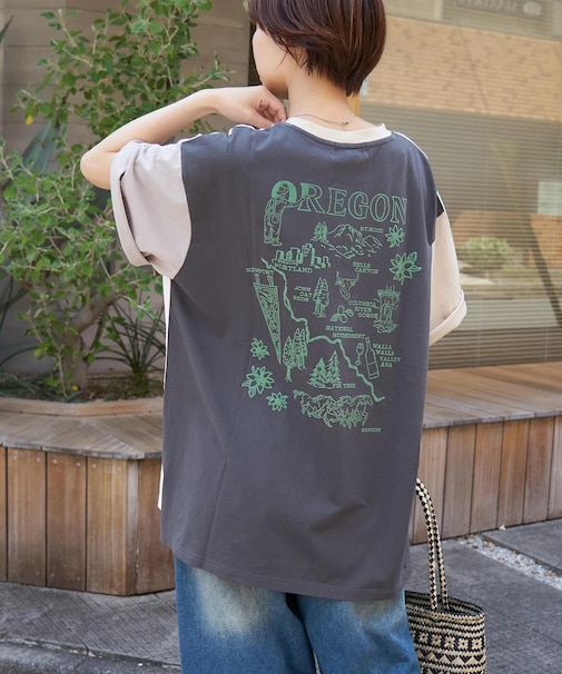 26/-天竺 発泡プリント ビッグTシャツ