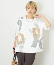 21/-OE天竺 ランダム ロゴ プリント Tシャツ