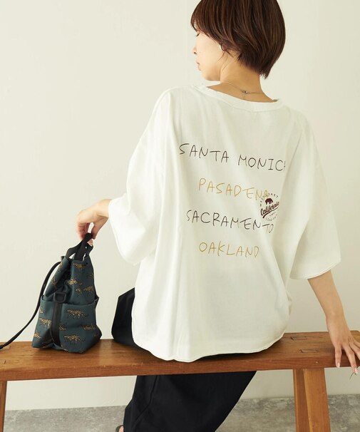 21/-OE天竺 バッグ 刺繍 ポケット Tシャツ