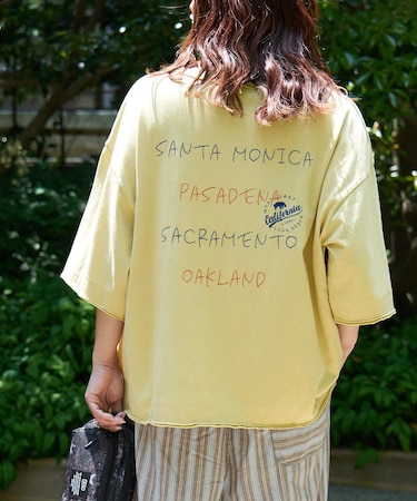 21/-OE天竺 バッグ 刺繍 ポケット Tシャツ