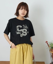 21/-OE天竺 カレッジ プリント Tシャツ
