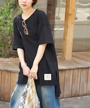 21/-OE天竺 変形 チュニック Tシャツ