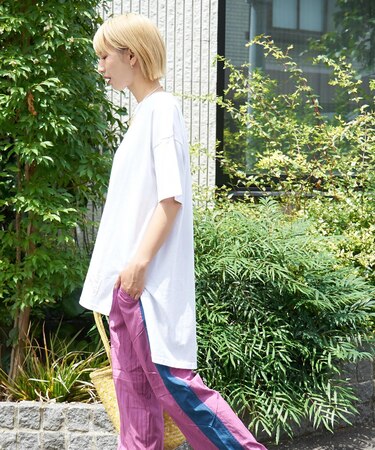 21/-OE天竺 変形 チュニック Tシャツ