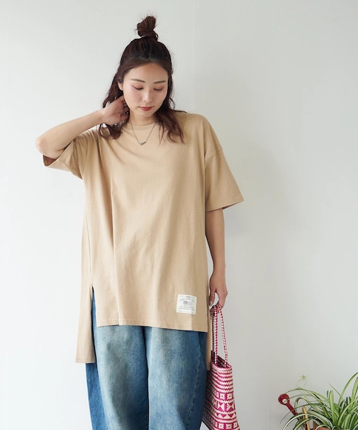 21/-OE天竺 変形 チュニック Tシャツ