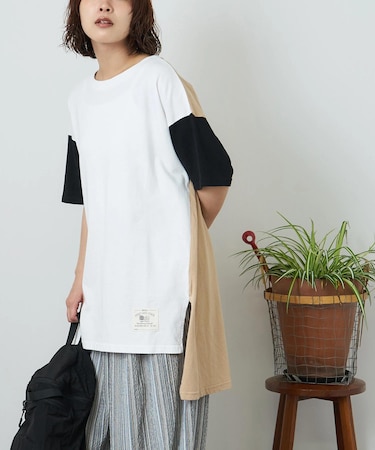 21/-OE天竺 変形 チュニック Tシャツ