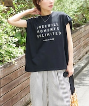 26/-天竺 バック レースアップ ロゴ Tシャツ