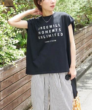 26/-天竺 バック レースアップ ロゴ Tシャツ