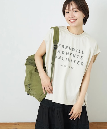 26/-天竺 バック レースアップ ロゴ Tシャツ