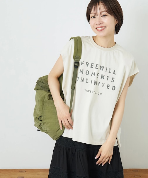 26/-天竺 バック レースアップ ロゴ Tシャツ
