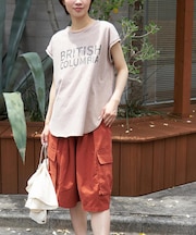 21/-OE天竺 パウダー加工 カットオフ ノースリーブ Tシャツ