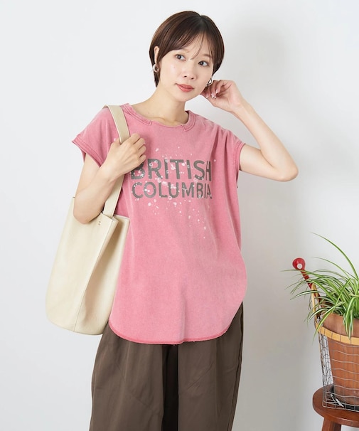 21/-OE天竺 パウダー加工 カットオフ ノースリーブ Tシャツ