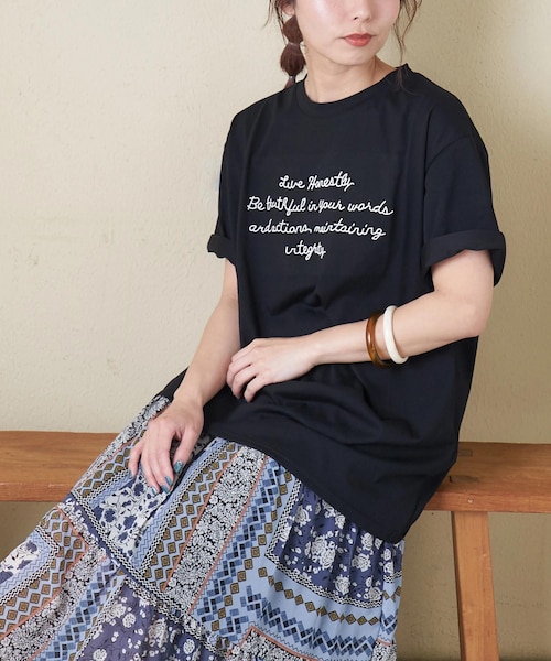 ロゴ 刺繍 ビッグTシャツ｜キューブシュガーの通販｜&mall（アンド