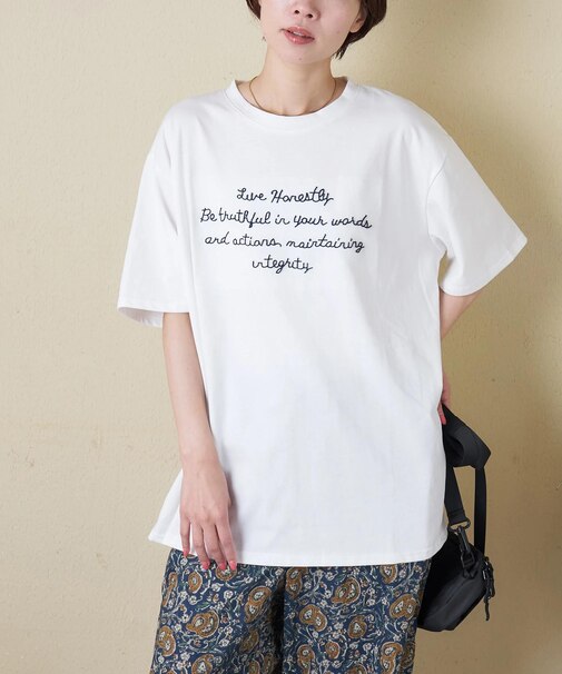  ロゴ 刺繍 ビッグTシャツ