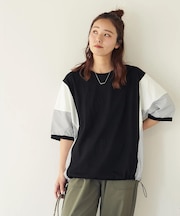 異素材 ミックス ドロスト Tシャツ
