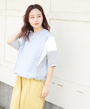 異素材 ミックス ドロスト Tシャツ