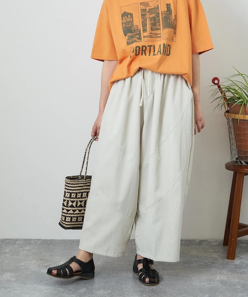 WEB限定 切り替え ワイド イージーパンツ