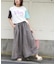 60sローン ケミカル加工 裾レース 切替 ギャザー パンツ